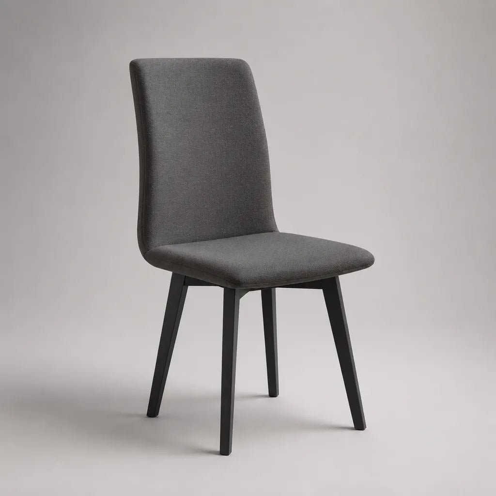 Gepolsterter Esszimmerstuhl mit Polyesterbezug und Stahlgestell, Grau/Schwarz, 44 × 55 × 88 cm