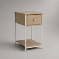 Nachttisch aus MDF-Platten und Stahl mit Schublade und Ablage, Natur/Weiß, 40 × 35 × 65 cm