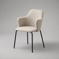 Esszimmerstuhl mit Armlehnen aus Polyester-Bouclé und Stahlgestell, Beige und Schwarz, 84 × 58 × 59 cm